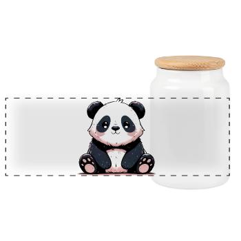 Panda - Panoramic Cookie Jar with Wooden Lid - white - Front