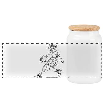 Basketball player - Panoramic Cookie Jar with Wooden Lid - white - Front