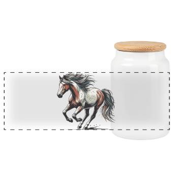 Cheval - Boîte à biscuits avec couvercle en bois - blanc - Devant