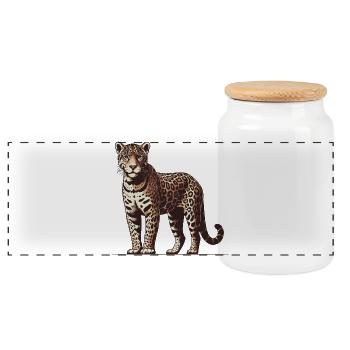 Jaguar - Panoramic Cookie Jar with Wooden Lid - white - Front