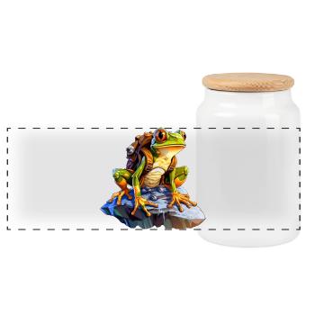 Grenouille Alpiniste / Grenouilles de randonnée - Boîte à biscuits avec couvercle en bois - blanc - Devant