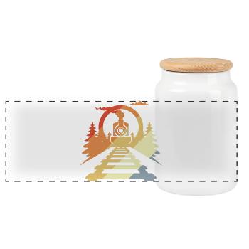 Style rétro ferroviaire - Boîte à biscuits avec couvercle en bois - blanc - Devant