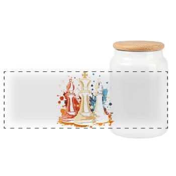 Chess Bishop and King Graffiti - Panoramic Cookie Jar with Wooden Lid - white - Front