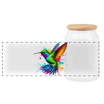 Kolibri - Panorama Keksdose mit Holzdeckel - Weiß - Vorne