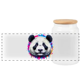 Panda - Panorama Keksdose mit Holzdeckel - Weiß - Vorne