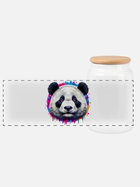 Panda - Panorama Keksdose mit Holzdeckel - Weiß