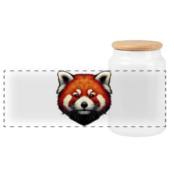 Kleiner Panda - Panorama Keksdose mit Holzdeckel - Weiß - Vorne