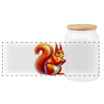 Écureuil - Boîte à biscuits avec couvercle en bois - blanc - Devant
