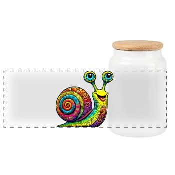 Escargot - Boîte à biscuits avec couvercle en bois - blanc - Devant