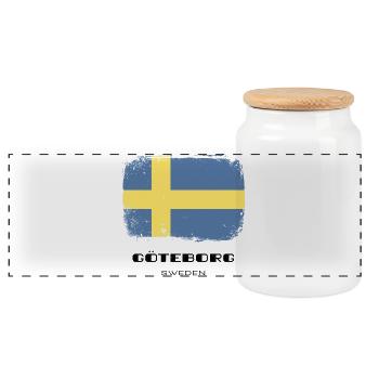 Göteborg /// Suède /// Sverige /// Suède - Boîte à biscuits avec couvercle en bois - blanc - Devant