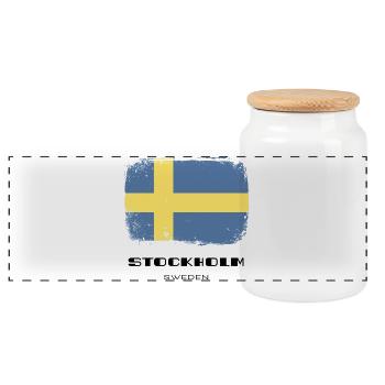 Stockholm /// Suède /// Sverige /// Schweden - Boîte à biscuits avec couvercle en bois - blanc - Devant