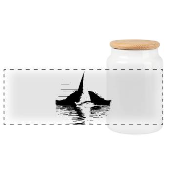 Sailing ship - Panoramic Cookie Jar with Wooden Lid - white - Front