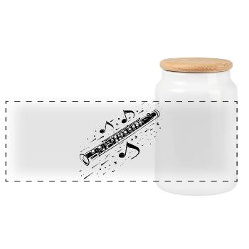 Musique de flûte - Boîte à biscuits avec couvercle en bois - blanc - Devant
