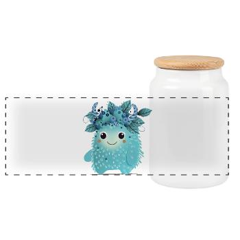Niedliches Blaubeer-Monster – Fruchtig und verspie - Panorama Keksdose mit Holzdeckel - Weiß - Vorne