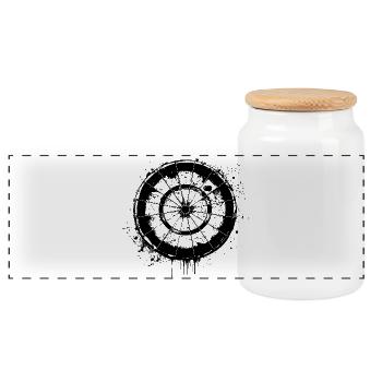Darts Street Art - Panoramic Cookie Jar with Wooden Lid - white - Front