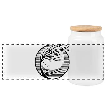 Wind Tree - Elegance of Nature | Minimalist - Panoramic Cookie Jar with Wooden Lid - white - Front
