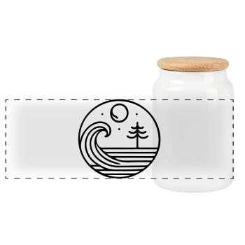 Nature in harmony – wave and moon in circulation - Panoramic Cookie Jar with Wooden Lid - white - Front