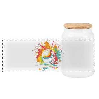 Bowling - Panoramic Cookie Jar with Wooden Lid - white - Front