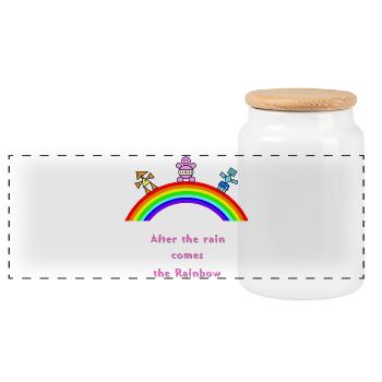 Nach dem Regenregenbogen-Arc - Panorama Keksdose mit Holzdeckel - Weiß - Vorne