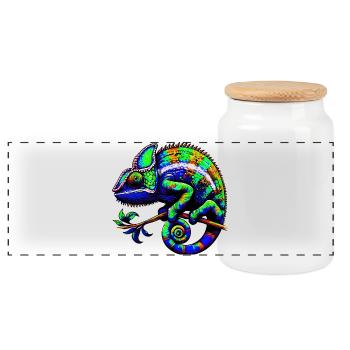 Caméléon - Boîte à biscuits avec couvercle en bois - blanc - Devant