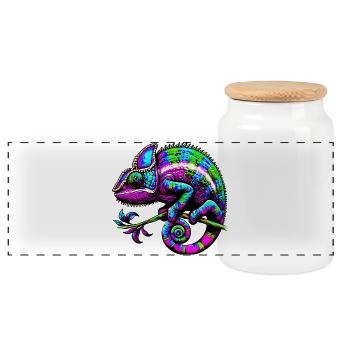 Caméléon - Boîte à biscuits avec couvercle en bois - blanc - Devant