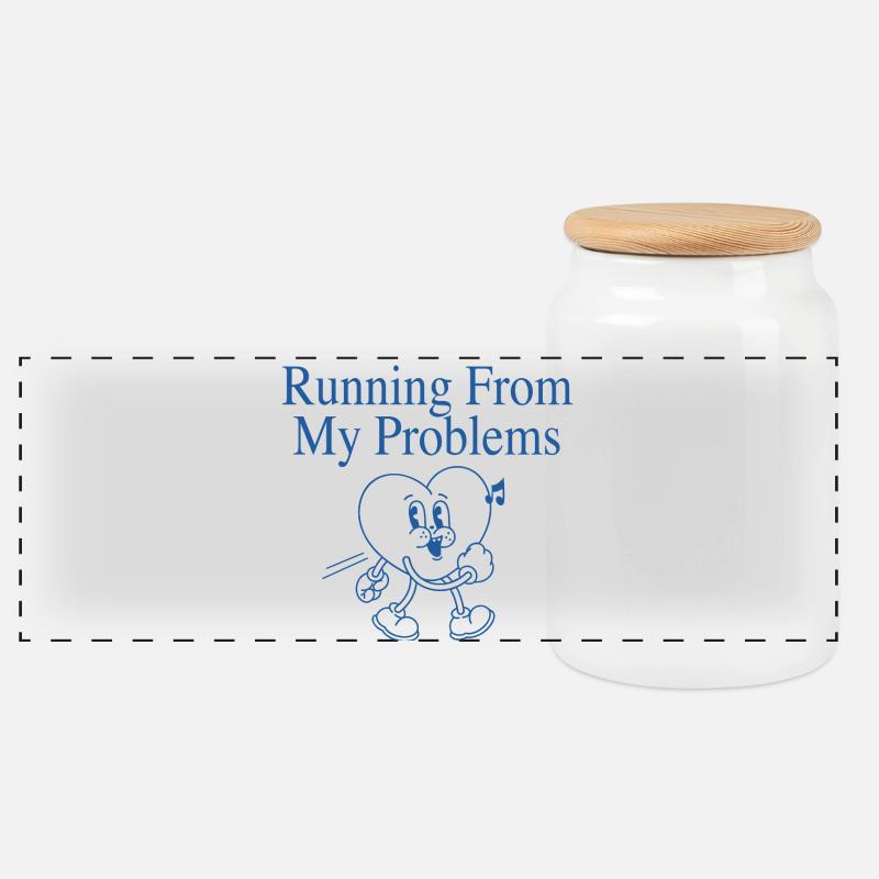 Laufendes Herz – Running From My Problems - Panorama Keksdose mit Holzdeckel - Weiß