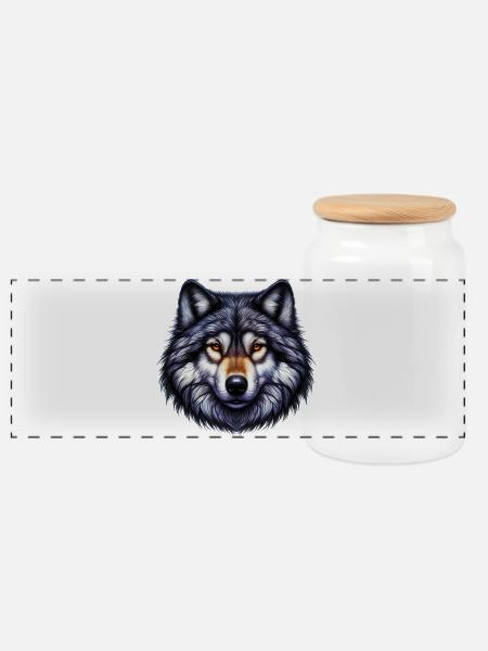 Wolf - Panorama Keksdose mit Holzdeckel - Weiß