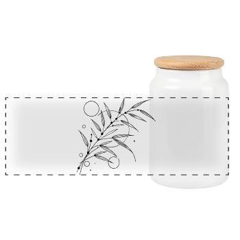 Bamboo Elegance – Minimalist Nature Design - Panoramic Cookie Jar with Wooden Lid - white - Front