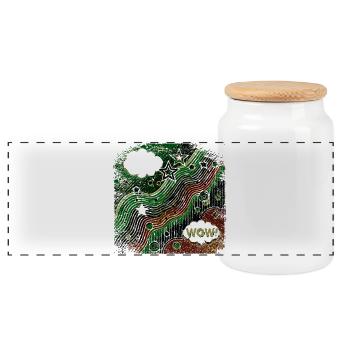 Pop Art Style Inverted - Panoramic Cookie Jar with Wooden Lid - white - Front