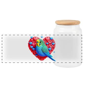 Welliheart (01) - Panoramic Cookie Jar with Wooden Lid - white - Front
