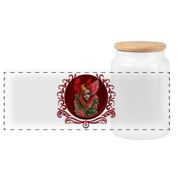 Gothic Blossom, l’ange des roses. - Boîte à biscuits avec couvercle en bois - blanc - Devant