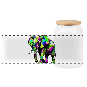 Elefant - Panorama Keksdose mit Holzdeckel - Weiß - Vorne