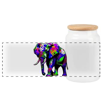Elefant - Panorama Keksdose mit Holzdeckel - Weiß - Vorne
