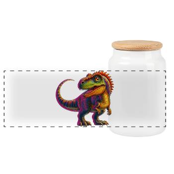 Dinosaure - Boîte à biscuits avec couvercle en bois - blanc - Devant