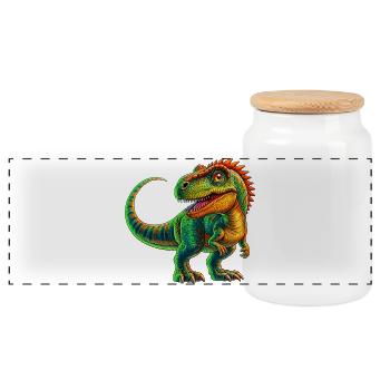 Dinosaurier - Panorama Keksdose mit Holzdeckel - Weiß - Vorne