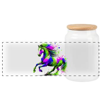 Cheval - Boîte à biscuits avec couvercle en bois - blanc - Devant