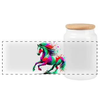 Cheval - Boîte à biscuits avec couvercle en bois - blanc - Devant