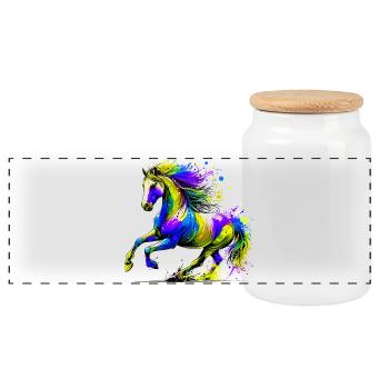 Cheval - Boîte à biscuits avec couvercle en bois - blanc - Devant