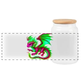 Dragon - Panoramic Cookie Jar with Wooden Lid - white - Front