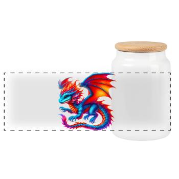Dragon - Panoramic Cookie Jar with Wooden Lid - white - Front