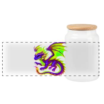 Dragon - Panoramic Cookie Jar with Wooden Lid - white - Front