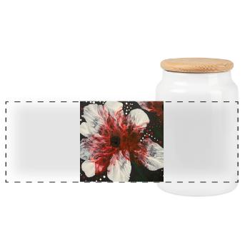 La fleur rouge et blanche donne à votre maison quelque chose d’unique - Boîte à biscuits avec couvercle en bois - blanc - Devant