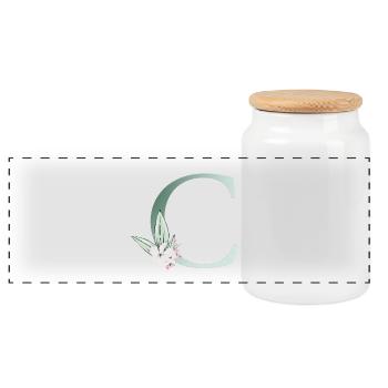 C Monogramme, Floral, Personnalisable - Boîte à biscuits avec couvercle en bois - blanc - Devant