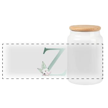 Z Monogramm, Floral, personalisierbar - Panorama Keksdose mit Holzdeckel - Weiß - Vorne