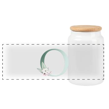 O Monogramm, Floral, personalisierbar - Panorama Keksdose mit Holzdeckel - Weiß - Vorne