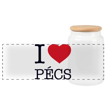 I LOVE PECS - Panorama Keksdose mit Holzdeckel - Weiß - Vorne