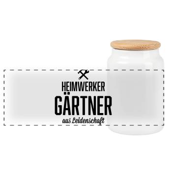 Heimwerker Gärtner - Panorama Keksdose mit Holzdeckel - Weiß - Vorne