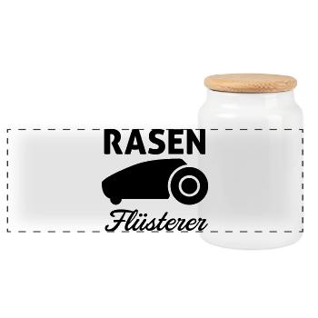Rasen Flüsterer - Panorama Keksdose mit Holzdeckel - Weiß - Vorne
