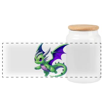 Drache - Panorama Keksdose mit Holzdeckel - Weiß - Vorne