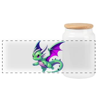 Dragon - Panoramic Cookie Jar with Wooden Lid - white - Front